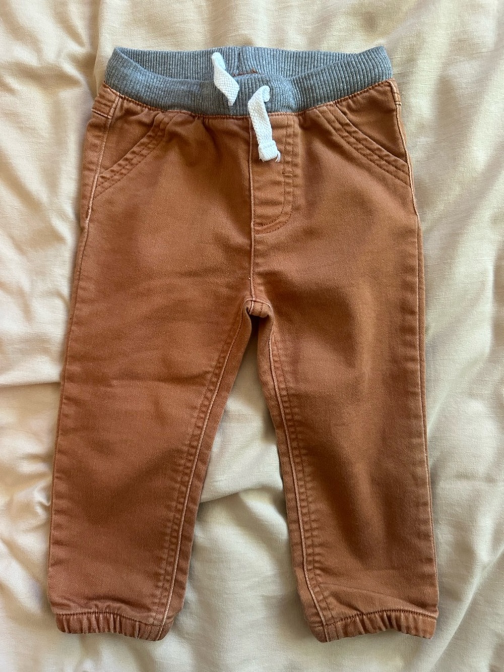 Cat & Jack Brown Jean Pants with Gray Waistband